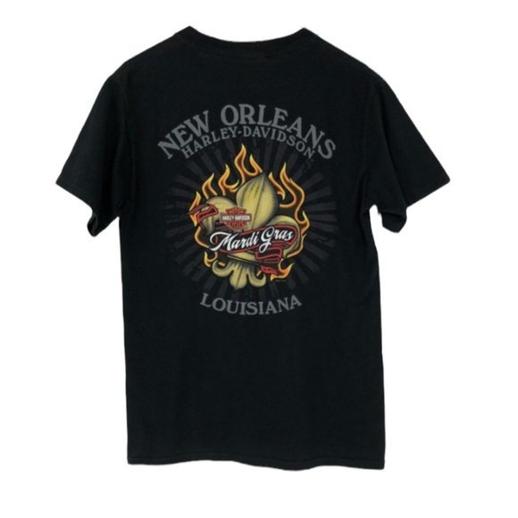 Harley Davidson Mardi Gras New Orleans Louisiana black shirt sleeve shirt - Picture 2 of 14